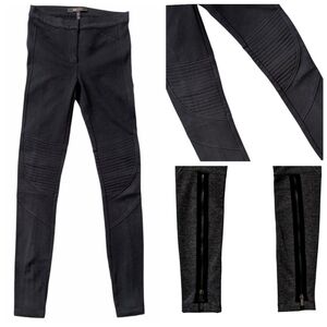 BCBGMaxAzria NWOT 0 Black Trousers Slacks Pants Zippered back legs Slim leg fit